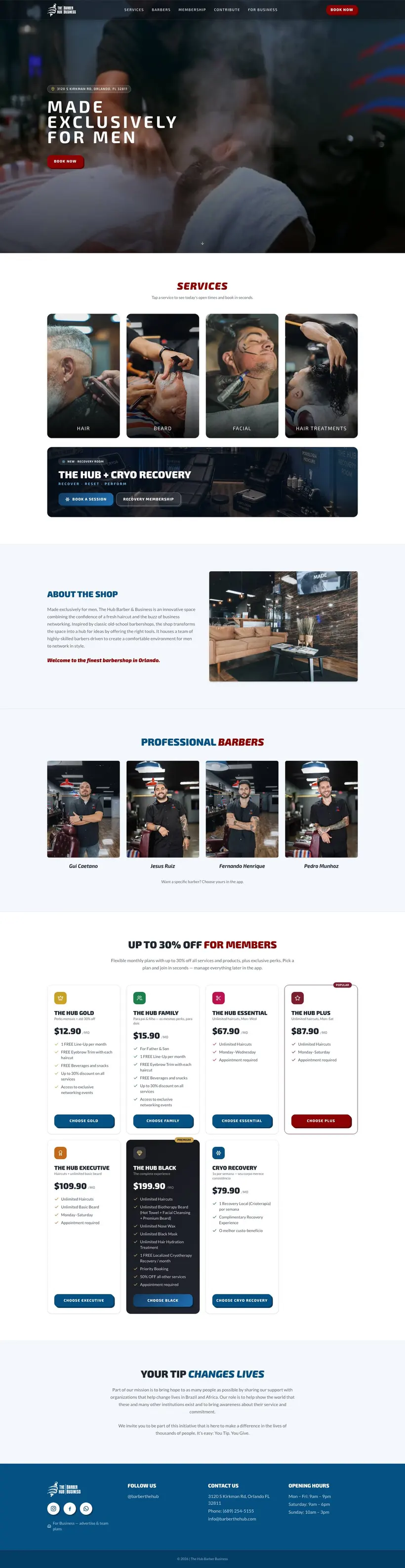 The Hub Barber & Business — product screenshot